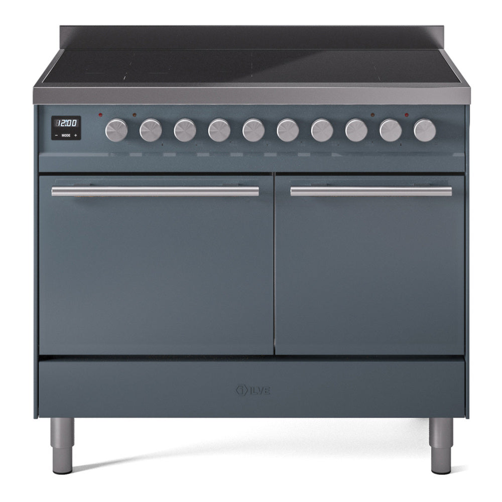 ILVE Professional Plus II 40" Electric Range with 6 Induction Elements Solid Door with Stainless Steel knobs UPDI406QMP