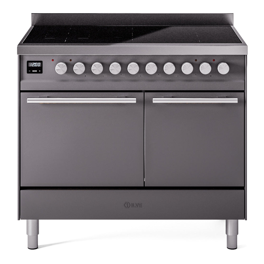 ILVE Professional Plus II 40" Electric Range with 6 Induction Elements Solid Door with Stainless Steel knobs UPDI406QMP