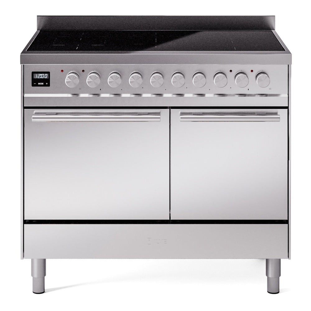 ILVE Professional Plus II 40" Electric Range with 6 Induction Elements Solid Door with Stainless Steel knobs UPDI406QMP