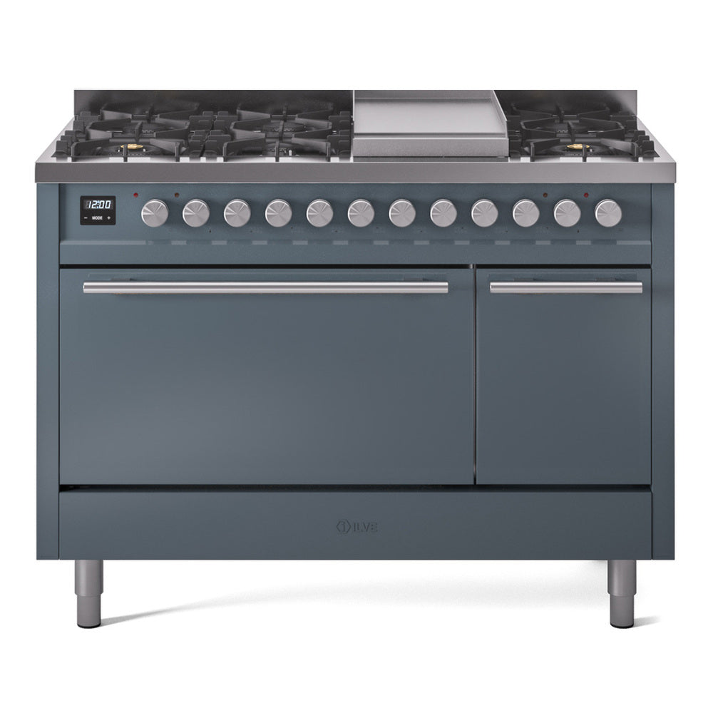 ILVE Professional Plus II 48" Dual Fuel Range 8 Sealed Burners with Solid Door UP48FQMP