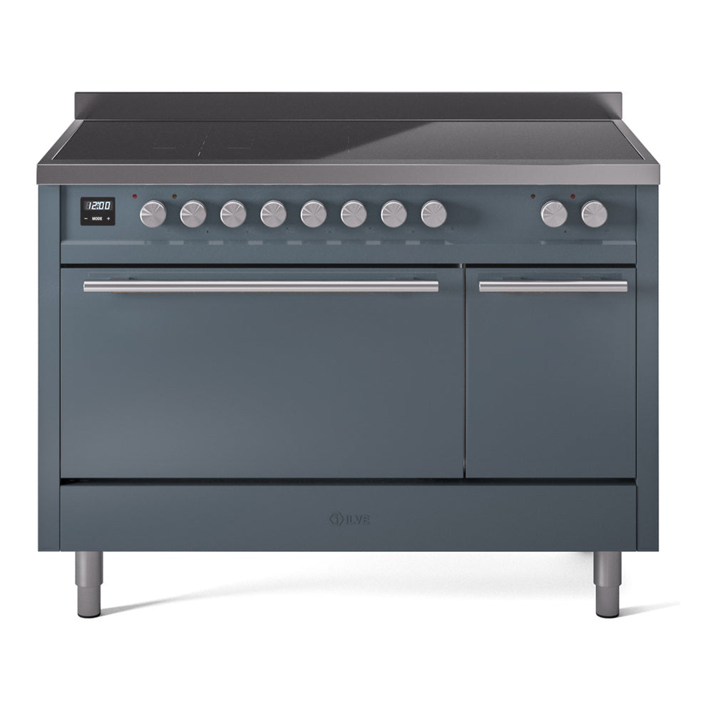 ILVE Professional Plus II 48" Electric Range with 6 Induction Elements Solid Door with Stainless Steel knobs UPI486QMP