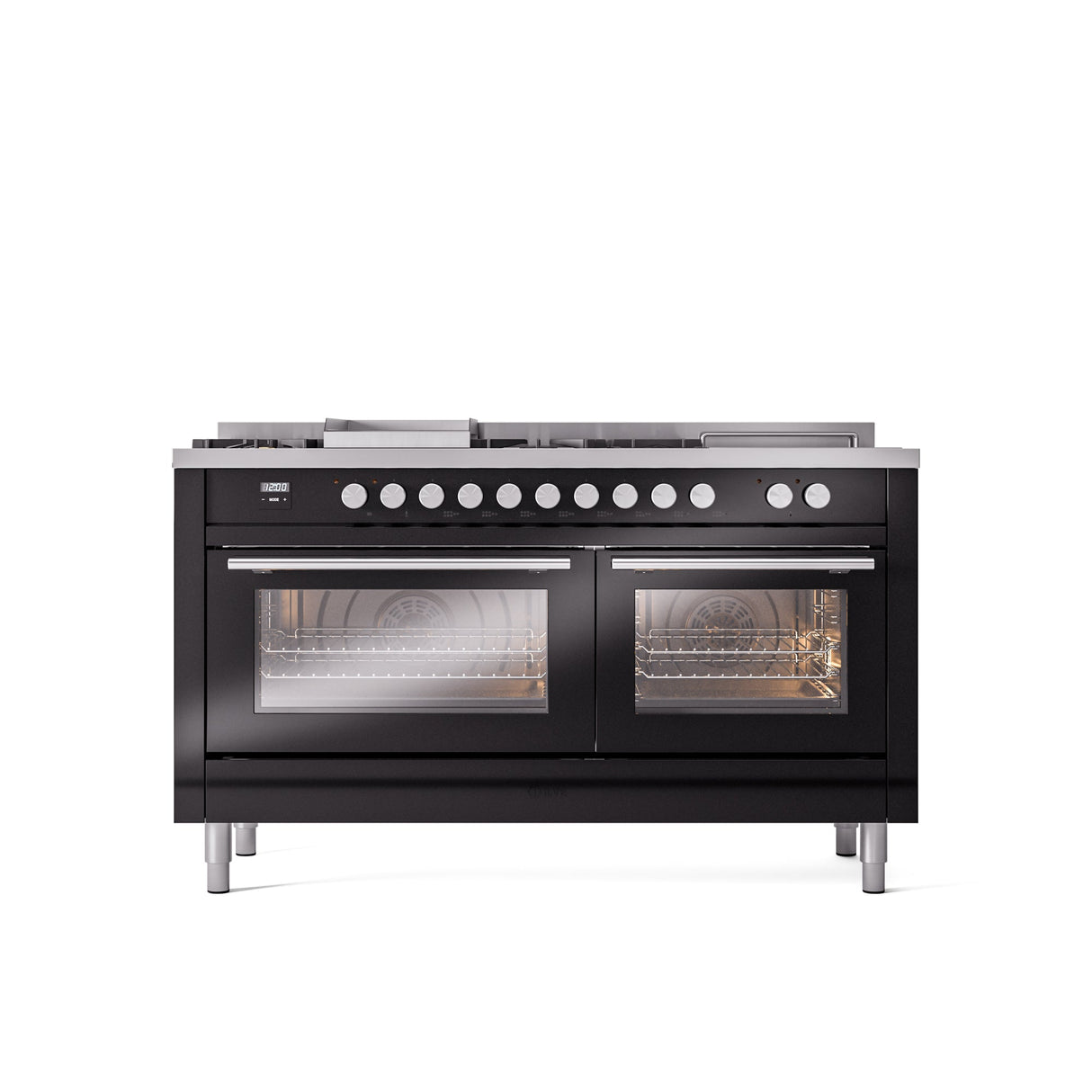 ILVE Professional Plus II 60 Inch Dual Fuel Freestanding Range in Stainless Steel with Trim UP60FSWMP
