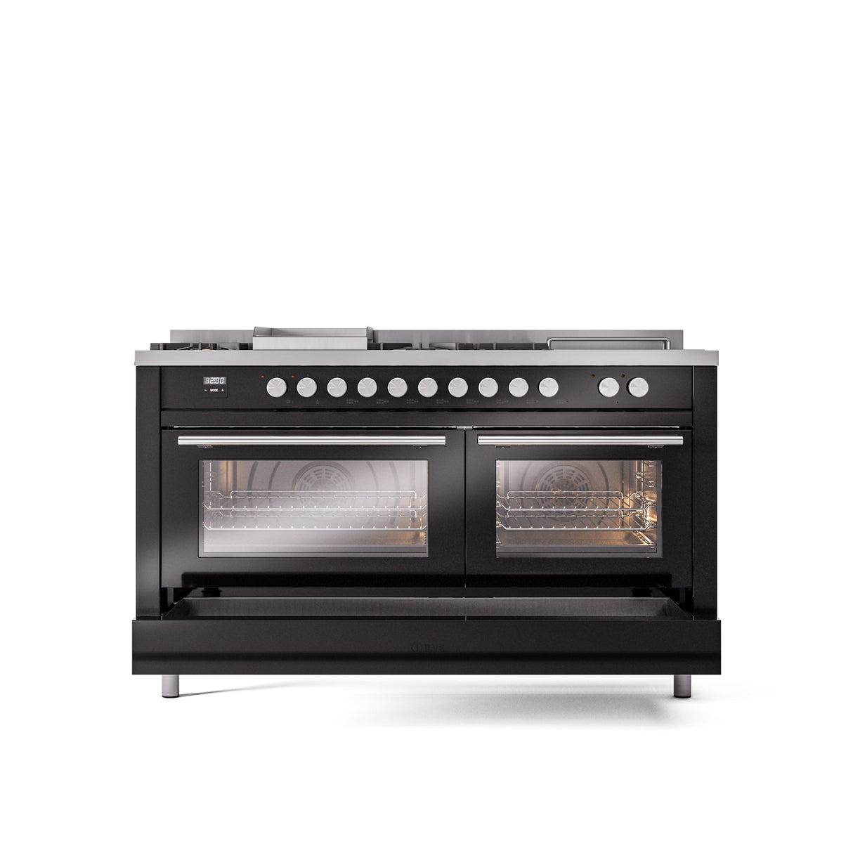 ILVE Professional Plus II 60 Inch Dual Fuel Freestanding Range in Stainless Steel with Trim - UP60FSWMP