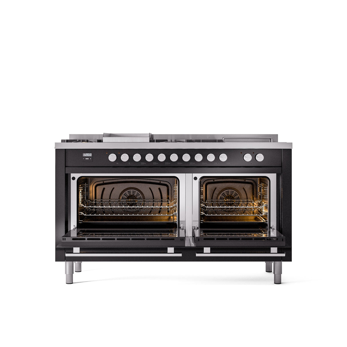 ILVE Professional Plus II 60 Inch Dual Fuel Freestanding Range in Stainless Steel with Trim - UP60FSWMP