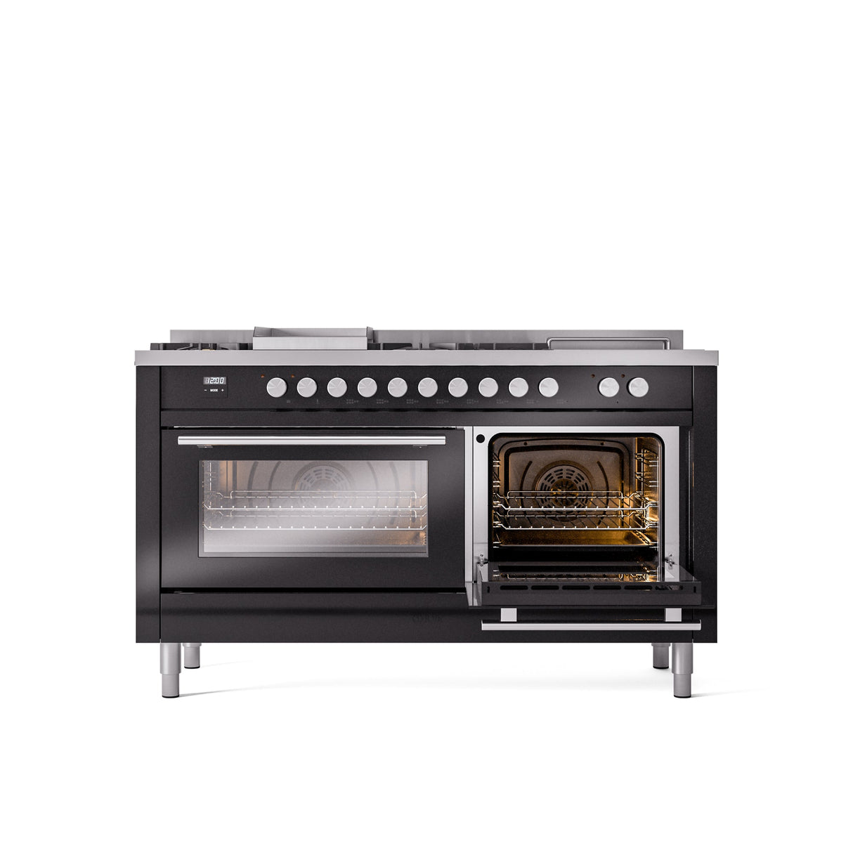 ILVE Professional Plus II 60 Inch Dual Fuel Freestanding Range in Stainless Steel with Trim - UP60FSWMP