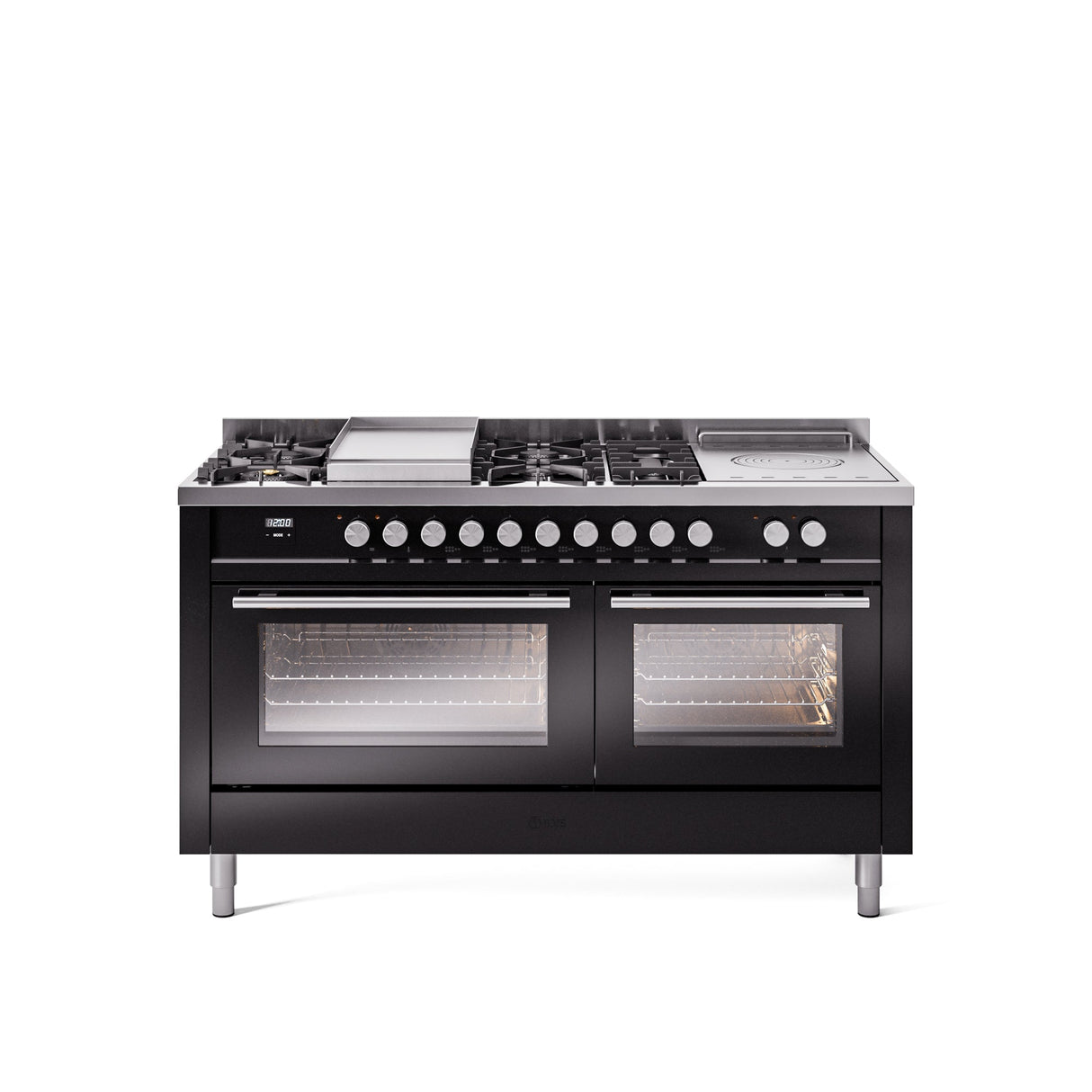 ILVE Professional Plus II 60 Inch Dual Fuel Freestanding Range in Stainless Steel with Trim - UP60FSWMP
