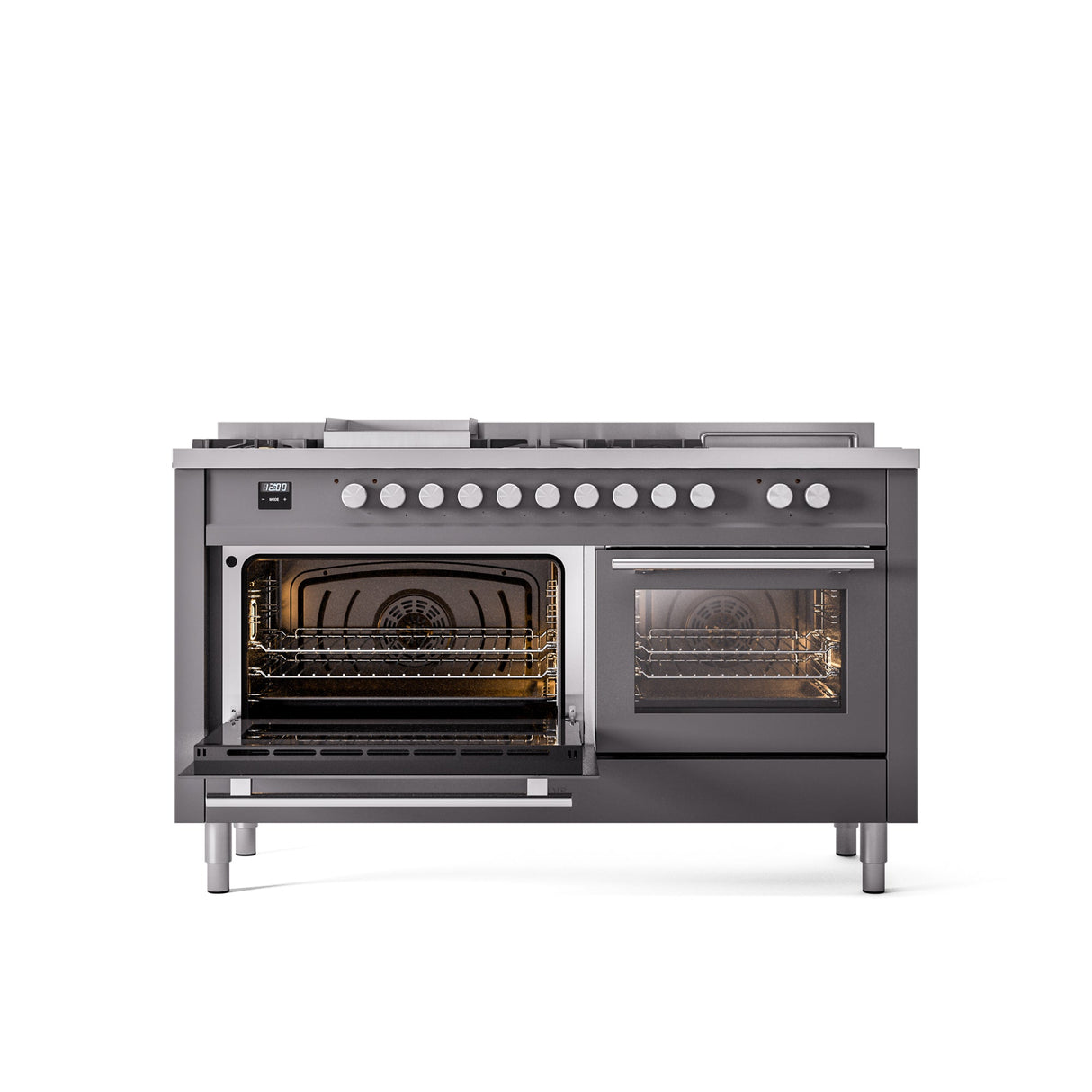 ILVE Professional Plus II 60 Inch Dual Fuel Freestanding Range in Stainless Steel with Trim - UP60FSWMP