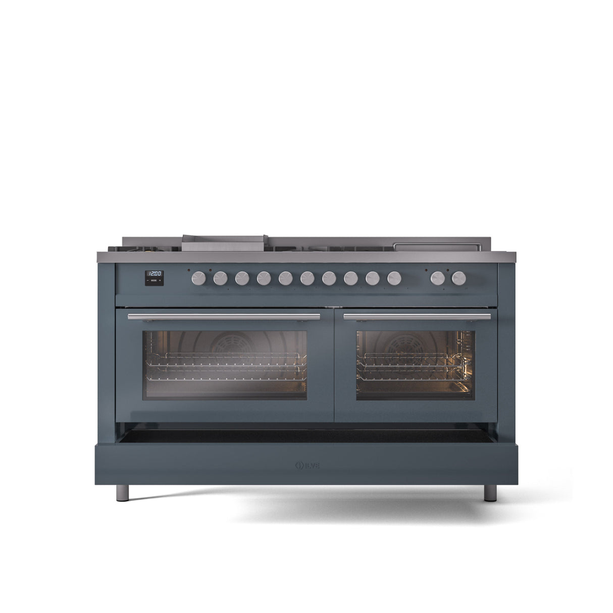 ILVE Professional Plus II 60 Inch Dual Fuel Freestanding Range in Stainless Steel with Trim UP60FSWMP