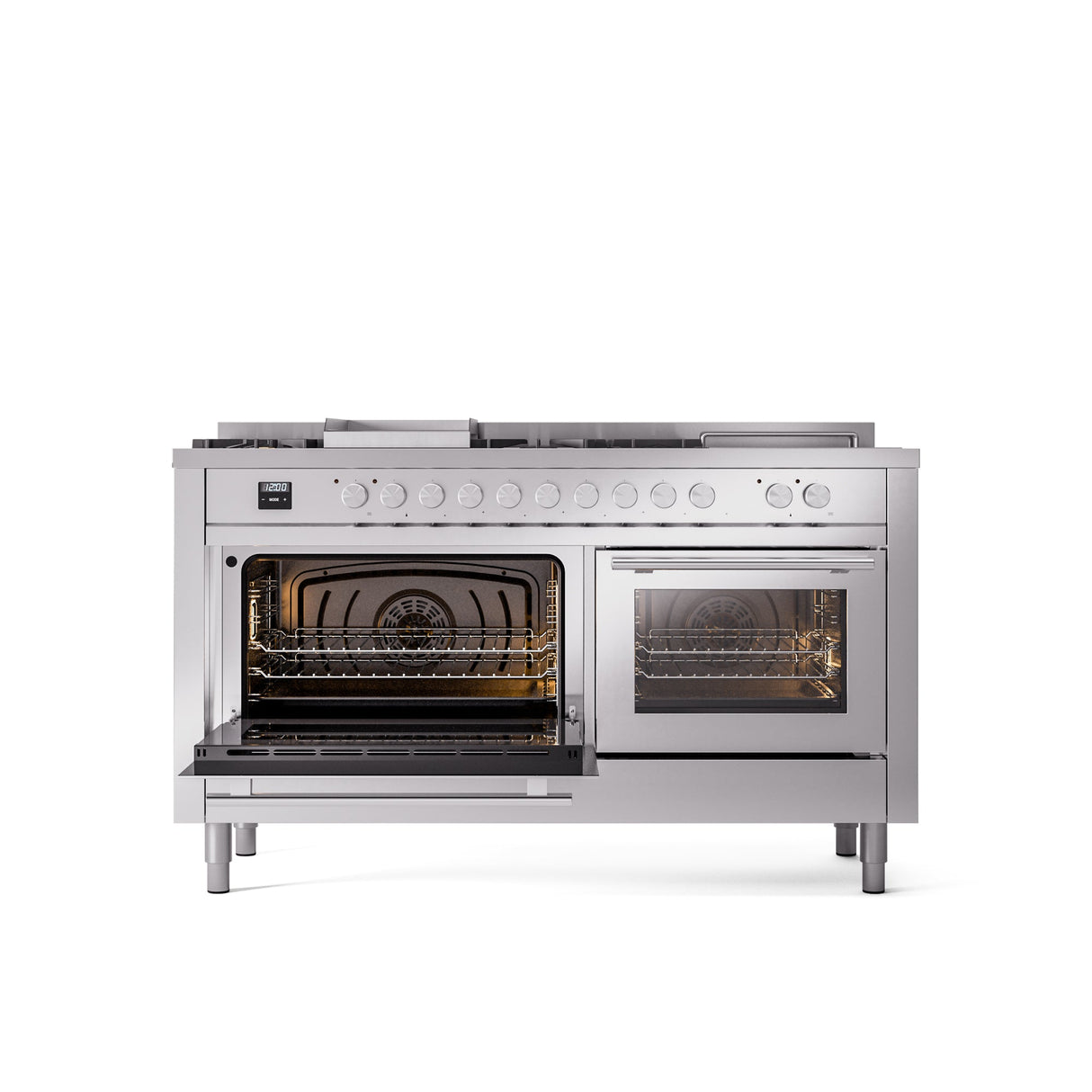 ILVE Professional Plus II 60 Inch Dual Fuel Freestanding Range in Stainless Steel with Trim - UP60FSWMP