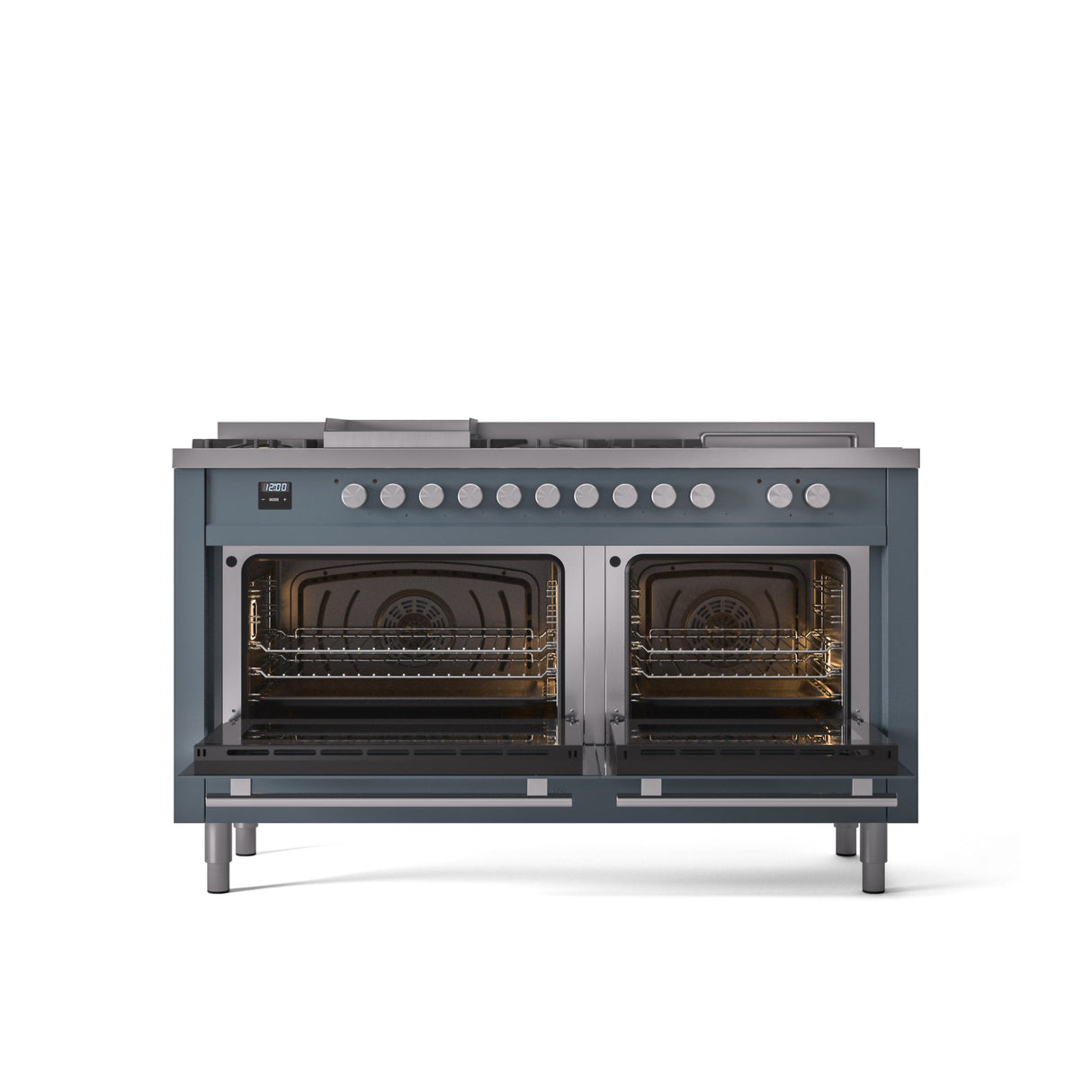 ILVE Professional Plus II 60 Inch Dual Fuel Freestanding Range in Stainless Steel with Trim - UP60FSWMP