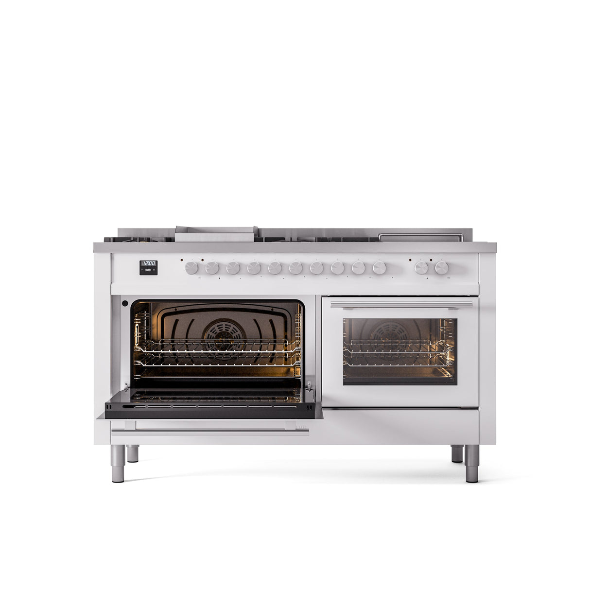 ILVE Professional Plus II 60 Inch Dual Fuel Freestanding Range in Stainless Steel with Trim - UP60FSWMP
