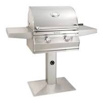 FireMagic Choice Multi-User Accessible CMA430s 24" In-Ground Post Mount Grill with Analog Thermometer and 1-Hour Timer