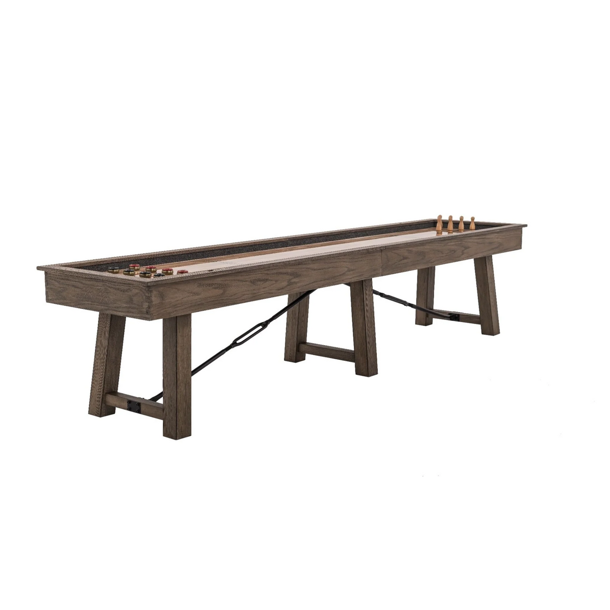 Plank & Hide Isaac Shuffleboard Table with Free Bowling Pin Set