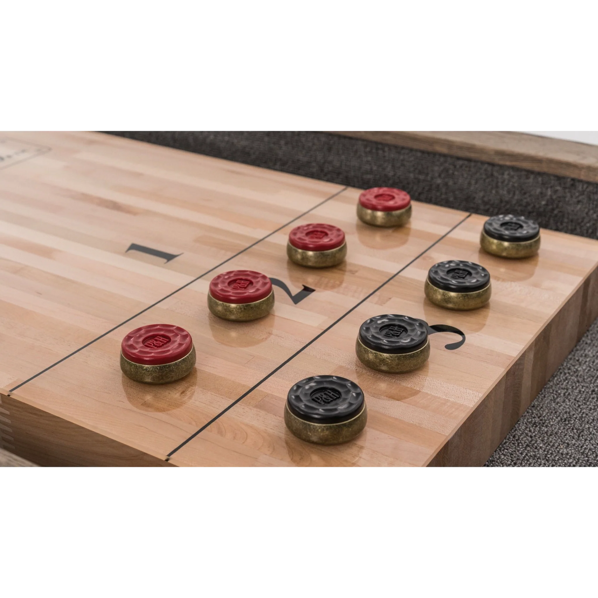 Plank & Hide Isaac Shuffleboard Table with Free Bowling Pin Set