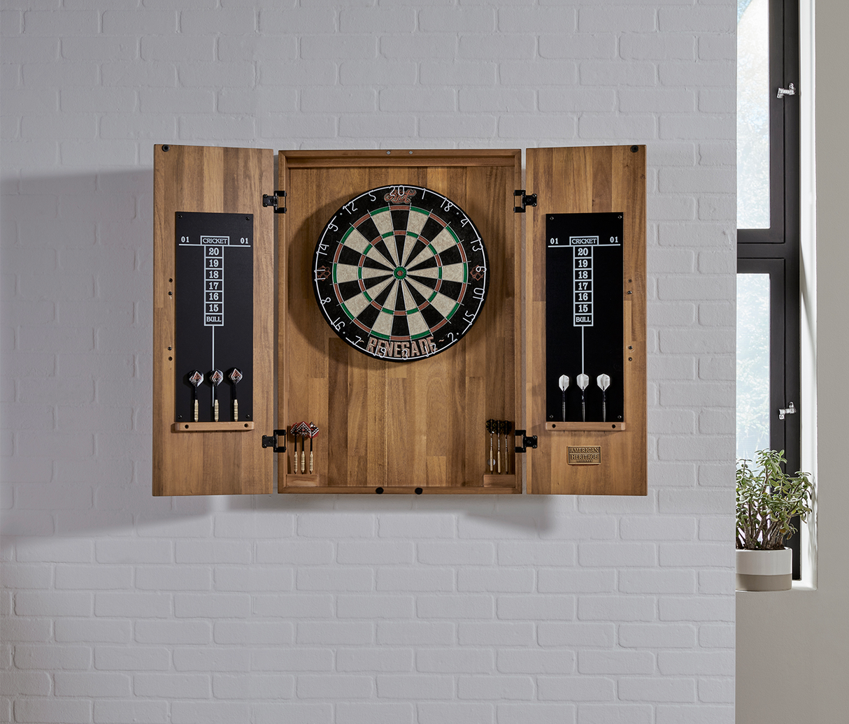 American Heritage Billiards Knoxville Dartboard Cabinet (Acacia)