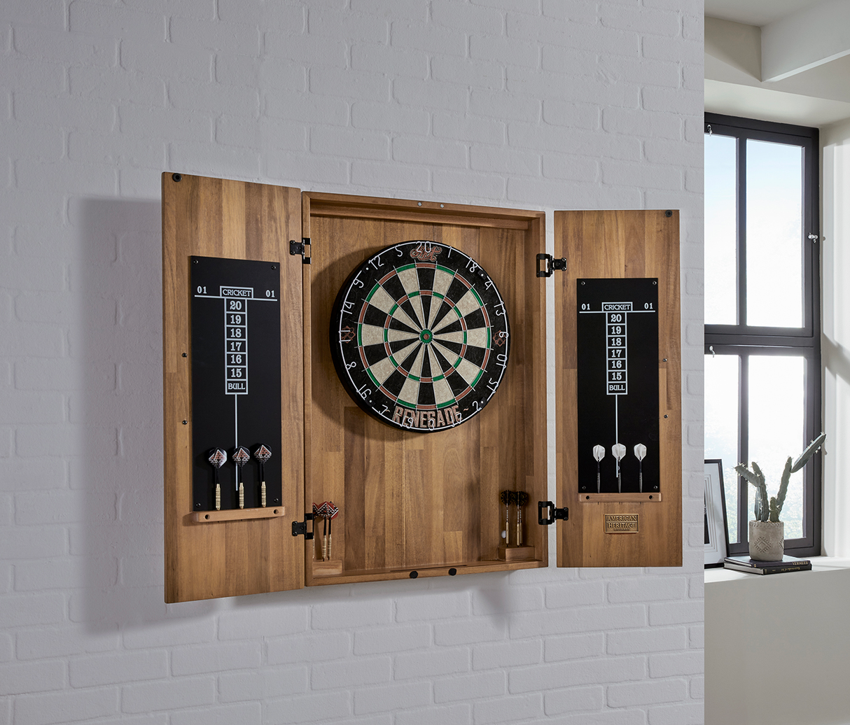 American Heritage Billiards Knoxville Dartboard Cabinet (Acacia)