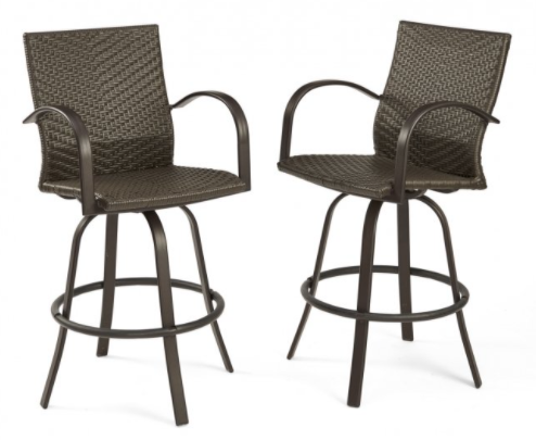 Outdoor Greatroom Naples Leather Wicker Bar Stools