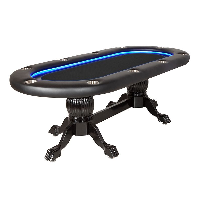 BBO Poker Tables Elite Alpha LED Black Oval Poker Table