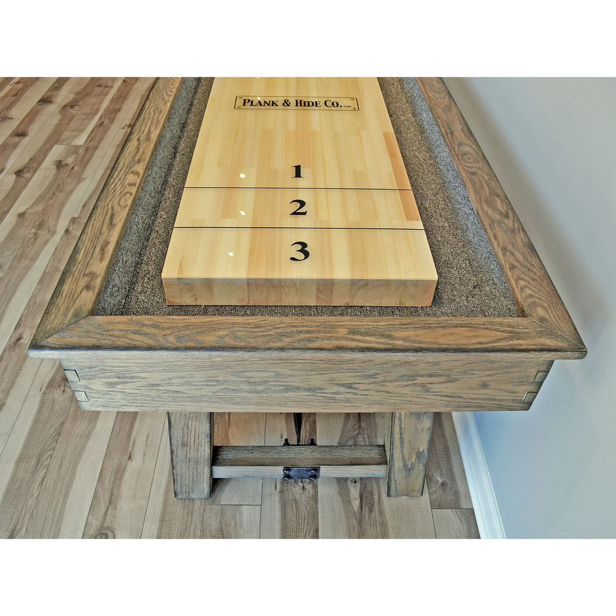 Plank & Hide Isaac Shuffleboard Table with Free Bowling Pin Set