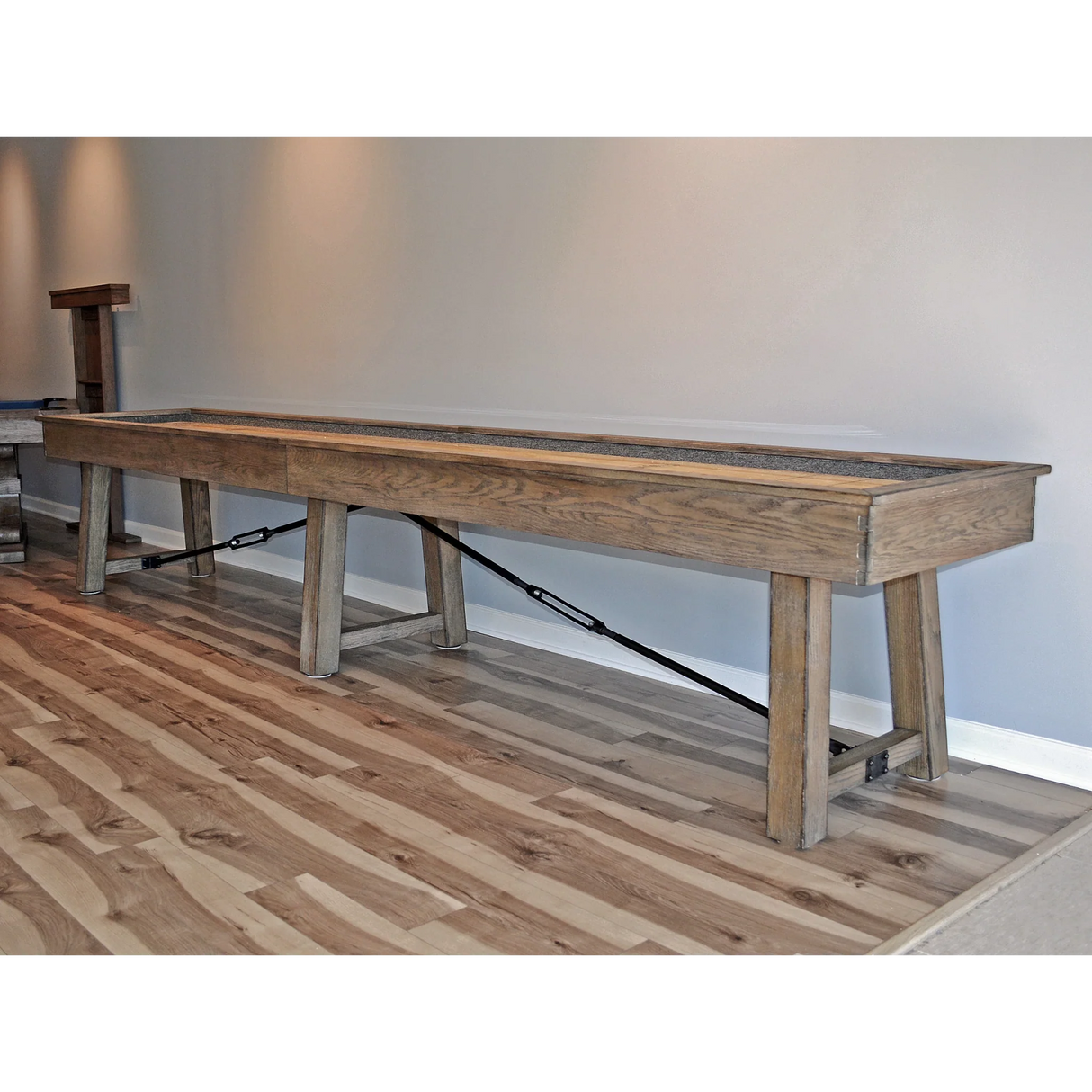 Plank & Hide Isaac Shuffleboard Table with Free Bowling Pin Set