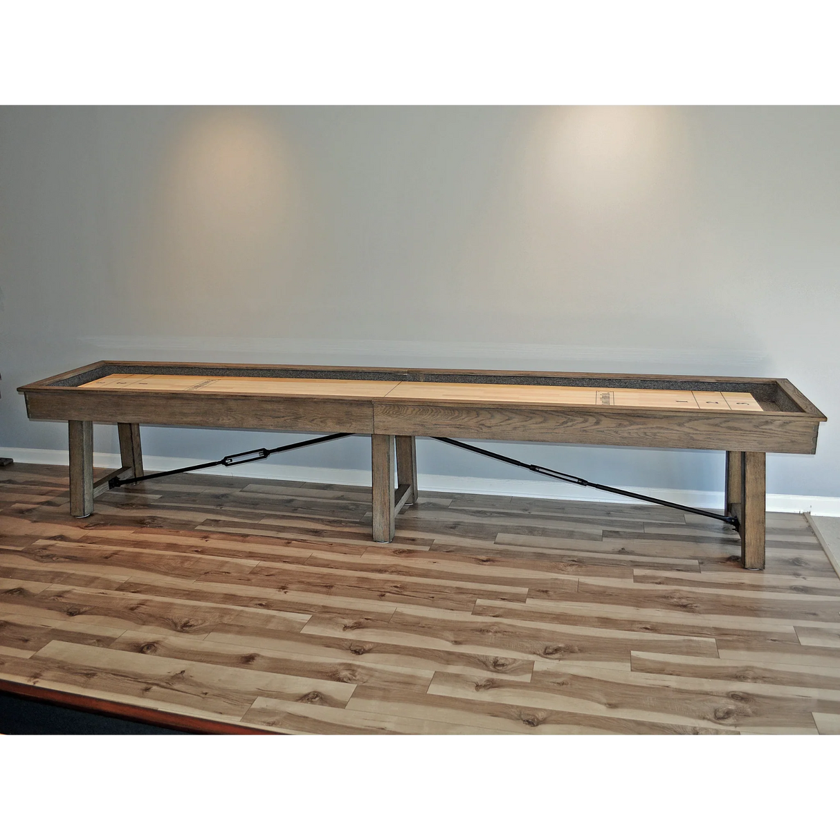 Plank & Hide Isaac Shuffleboard Table with Free Bowling Pin Set