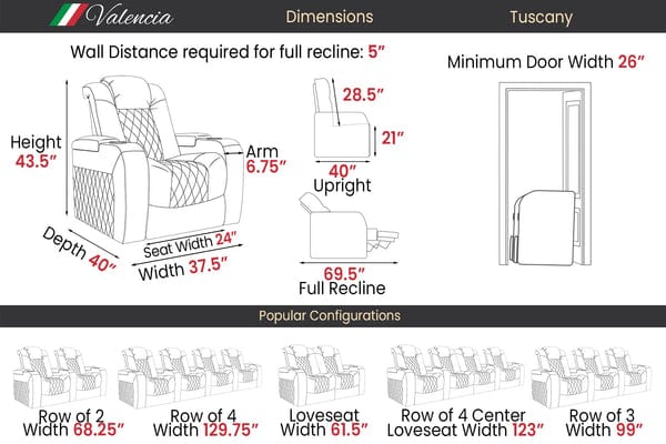 Valencia Tuscany Heat & Massage Home Theater Seating