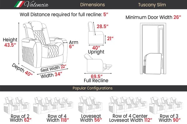 Valencia Tuscany Slim Home Theater Seating