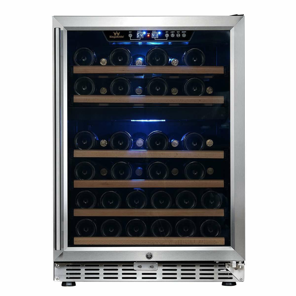Kings Bottle 24" Dual Zone Built-in Wine Cooler Triple Glassdoor With Two Low-E KBUSF-54D
