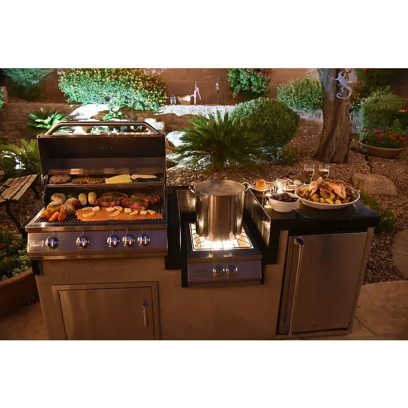 KoKoMo Power Burner 4 Burner 32 inch Built-In Barbeque Grill Island Kitchen Package