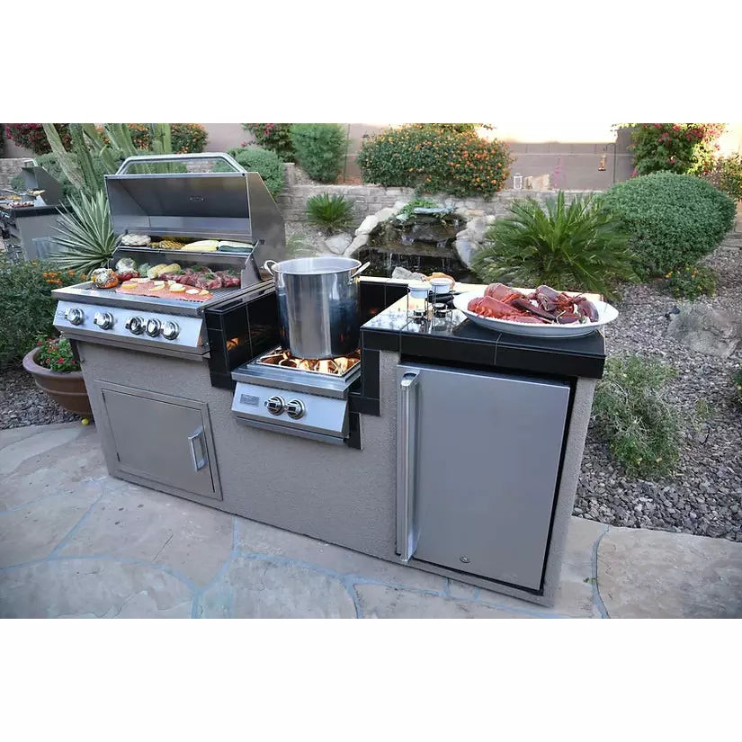 KoKoMo Power Burner 4 Burner 32 inch Built-In Barbeque Grill Island Kitchen Package