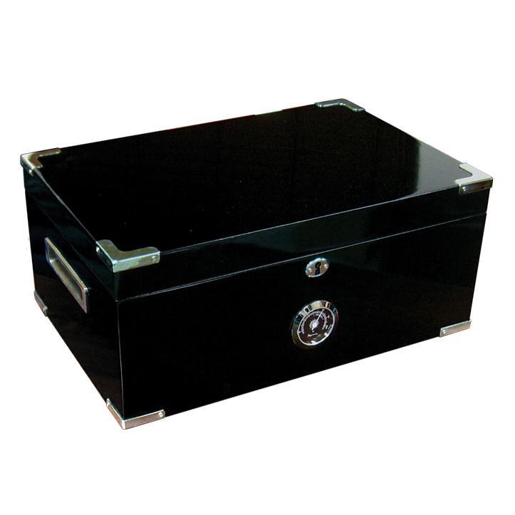 The Dakota Black Humidor with Scissors by Prestige Import Group - 120 Cigar ct