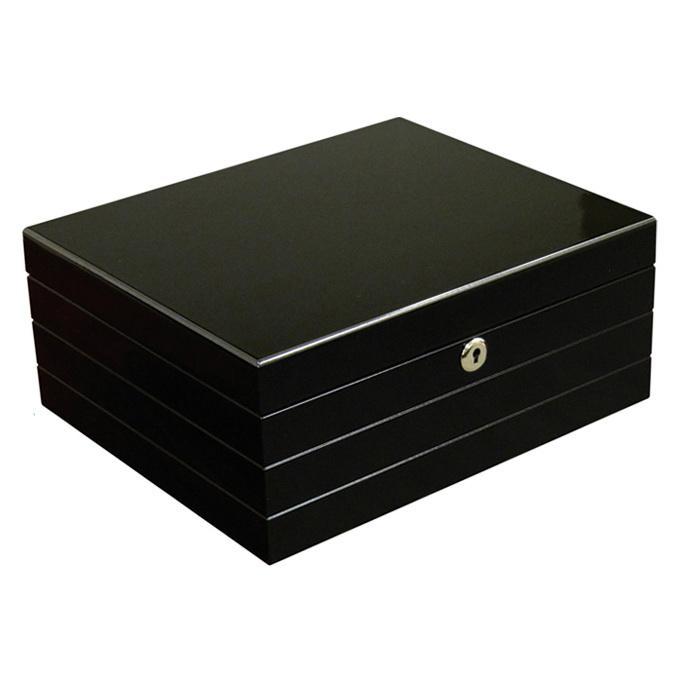 The Onyx High Gloss Black Humidor by Prestige Import Group - 50 Cigar ct