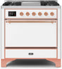 ILVE Majestic 36 Inch Dual Fuel Range Burner Top 6 Burners+Fry Top UM09FDQNS3WHPLP