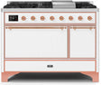ILVE Majestic 48 Inch Dual Fuel Range Burner Top 8 Burners+Fry Top UM12FDQNS3WHPLP