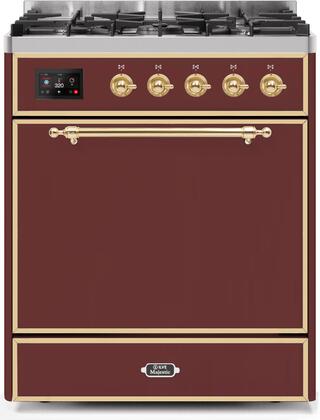 ILVE Majestic 30 Inch Dual Fuel Range Burner Top 5 Burners - UM30DQNE3
