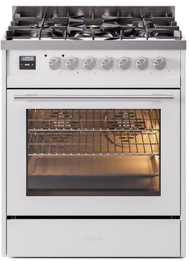 ILVE Professional Plus 30 Inch Dual Fuel Range Burner Top 5 Burners UP30WMPWHLP