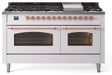 ILVE Nostalgie 60 Inch Dual Fuel Range Burner Top 9 Burners+Fry Top UP60FNMPWHPLP