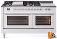 ILVE Professional Plus 60 Inch Dual Fuel Range Burner Top 7 Burners+Fry Top+Coup de Feu UP60FSWMPRALP