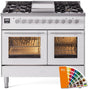 ILVE Professional Plus 40 Inch Dual Fuel Range Burner Top 6 Burners+Fry Top UPD40FWMPRALP