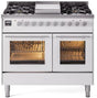 ILVE Professional Plus 40 Inch Dual Fuel Range Burner Top 6 Burners+Fry Top UPD40FWMPWHLP