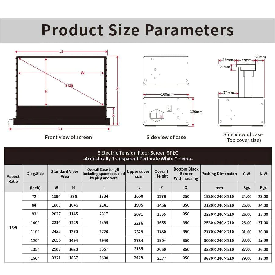 VIVIDSTORM ALR Slimline Obsidian Projector Screen
