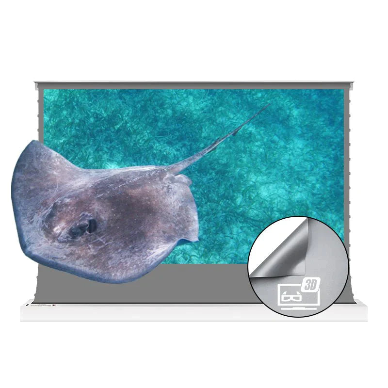 VIVIDSTORM S 3D ALR Motorized Tension Floor Rising 3D Obsidian Long Throw ALR(High Gain) Projector Screen