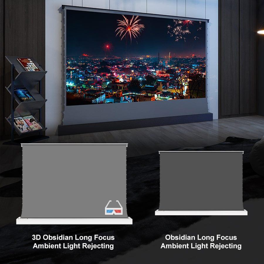 VIVIDSTORM S 3D ALR Motorized Tension Floor Rising 3D Obsidian Long Throw ALR(High Gain) Projector Screen