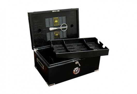 The Dakota Black Humidor with Scissors by Prestige Import Group - 120 Cigar ct