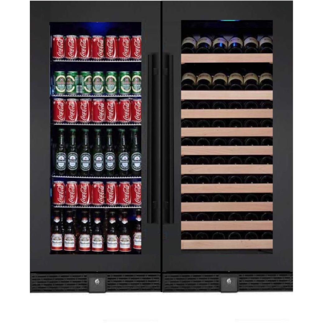 Kings Bottle 56" Upright Wine And Beverage Refrigerator Combo With Glass Door KBU100BW2-SS