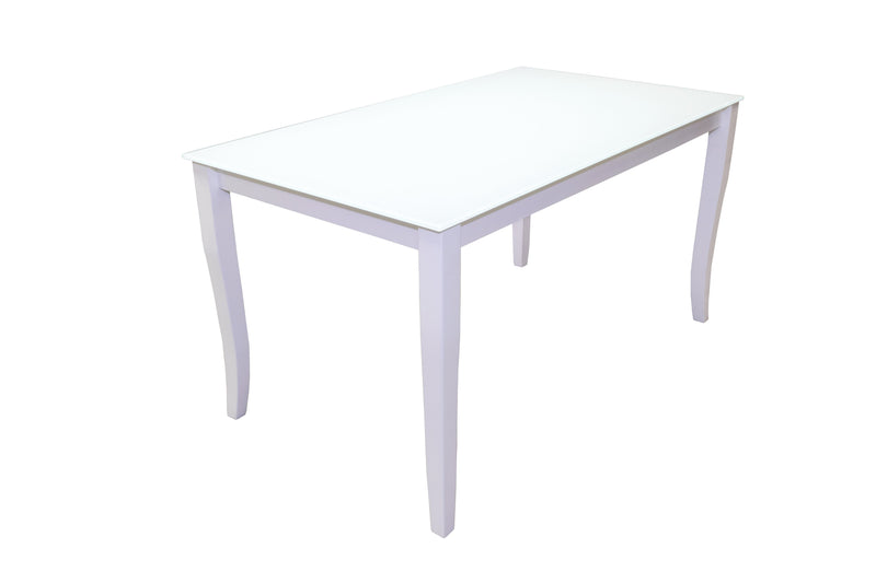 Maxima House FINEZJA White Glass Top Dining Table With Extension