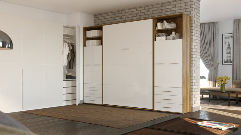 Maxima House Vertical Wall Bed Invento, European Twin Size with 2 cabinets