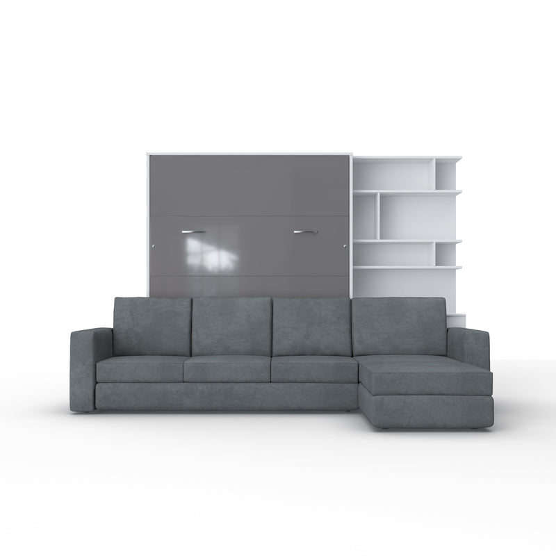 Maxima House Murphy Bed INVENTO European Queen size with a Sectional Sofa and a Bookcase