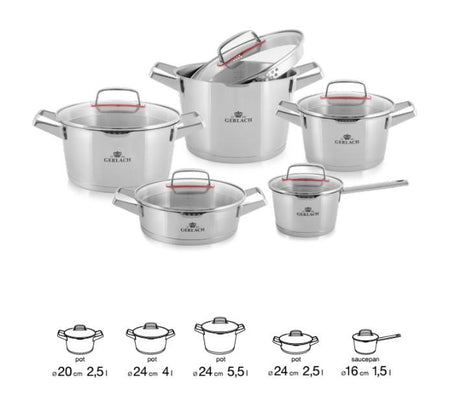 Maxima House SUPERIOR Stainless Steel Pot Set With Lids 10 pcs