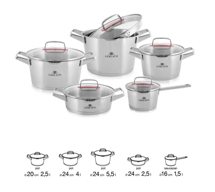 Maxima House SUPERIOR Stainless Steel Pot Set With Lids 10 pcs